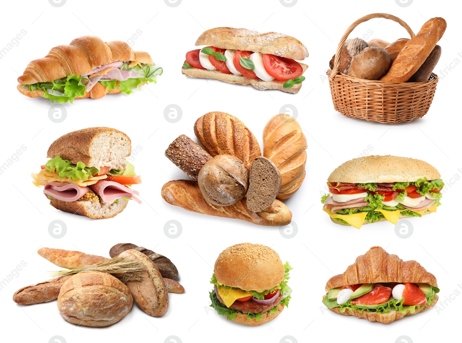Foods with fluffy or airy texture, set on white background Image of Foods with fluffy or airy texture, set on white background