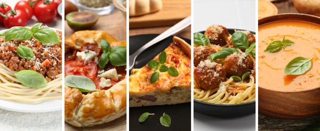 Image of Seasoned taste. Collection of dishes with added herbs