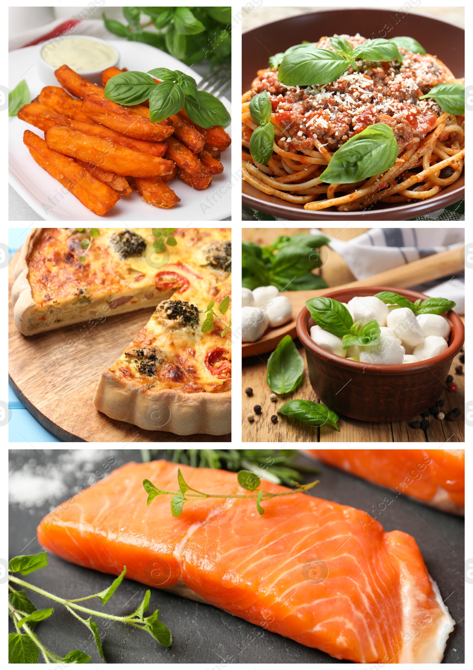 Image of Seasoned taste. Collection of dishes with added herbs