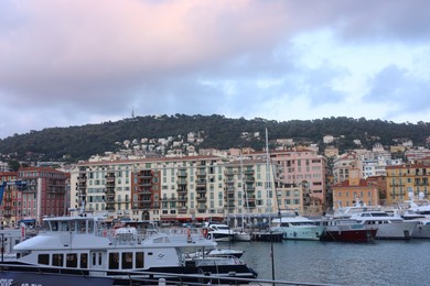 Photo of Nice, France - August 24, 2025: Picturesque view of moored boats in harbor near city