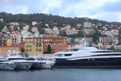 Photo of Nice, France - August 24, 2025: Picturesque view of moored boats in harbor near city