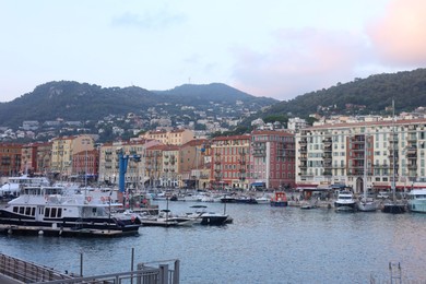 Photo of Nice, France - August 24, 2025: Picturesque view of moored boats in harbor near city