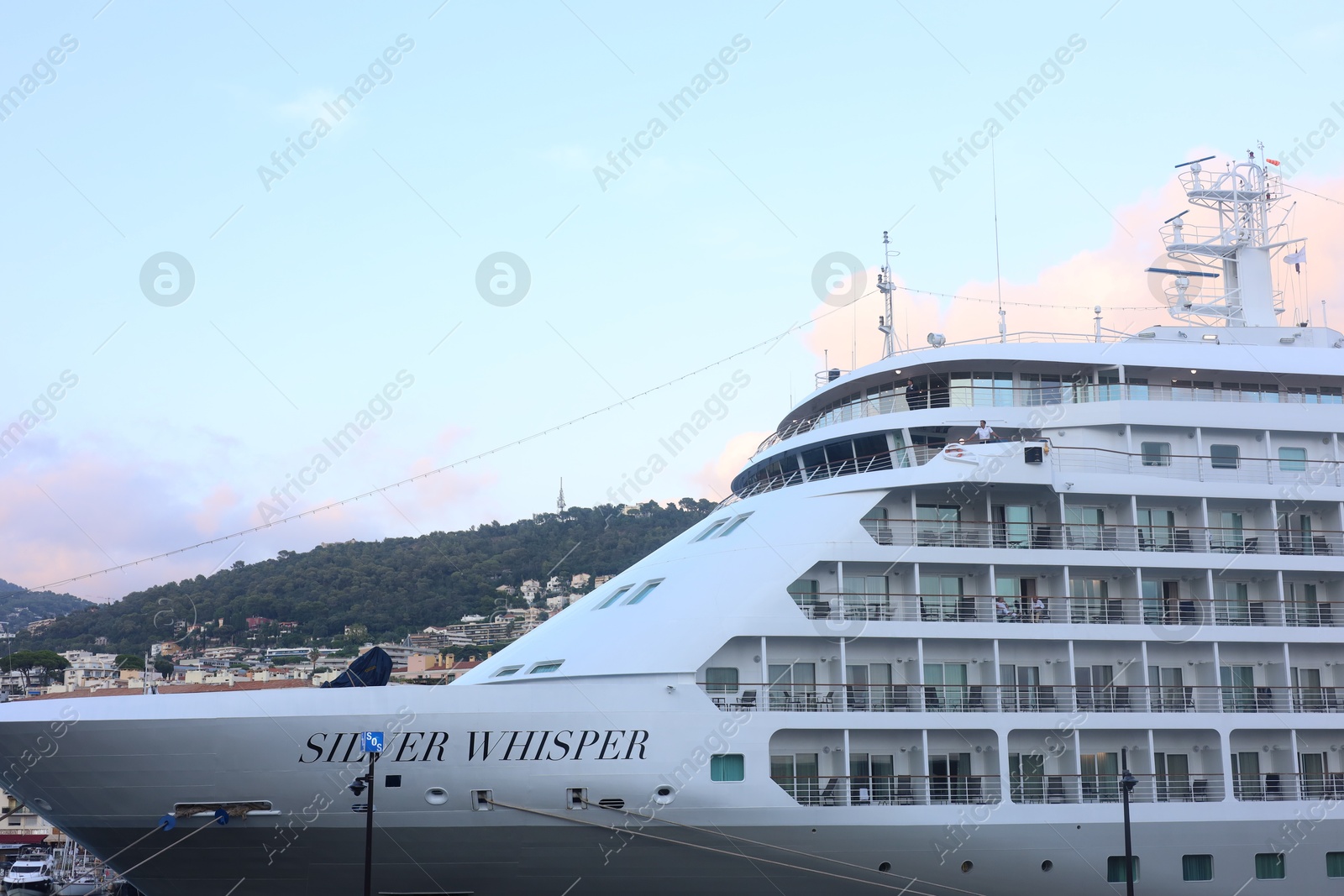 Photo of Nice, France - August 24, 2025: Picturesque view of cruise ship in harbor near city