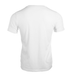 Photo of White t-shirt isolated on white. Mockup for design