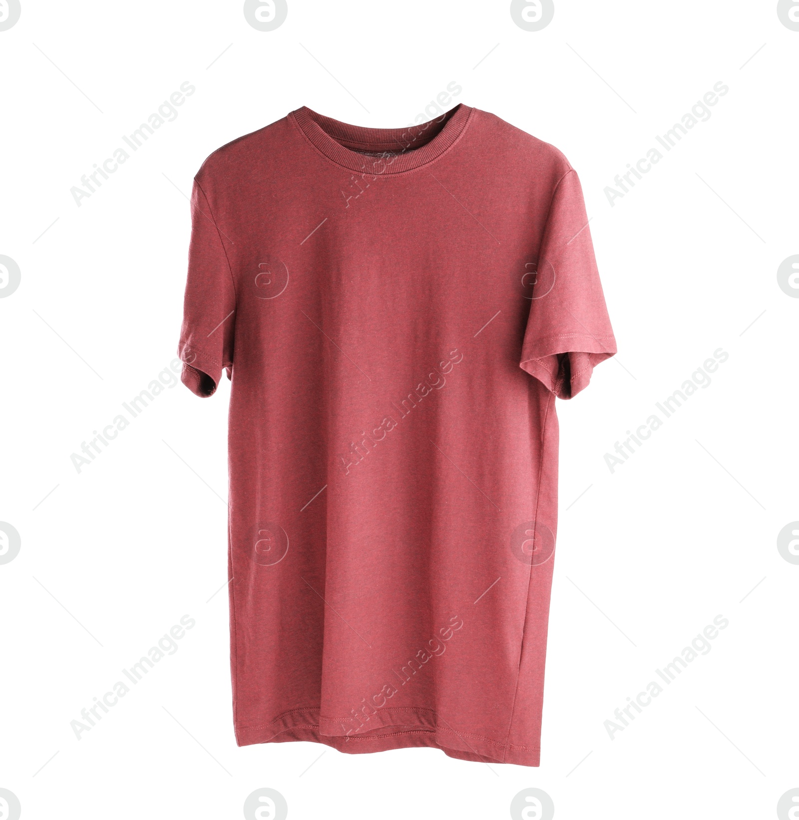 Photo of Red t-shirt isolated on white. Mockup for design