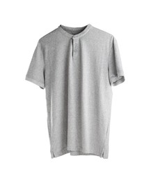 Photo of Grey t-shirt isolated on white. Mockup for design