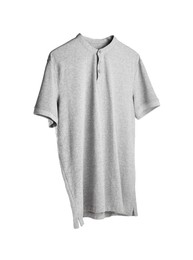 Photo of Grey t-shirt isolated on white. Mockup for design