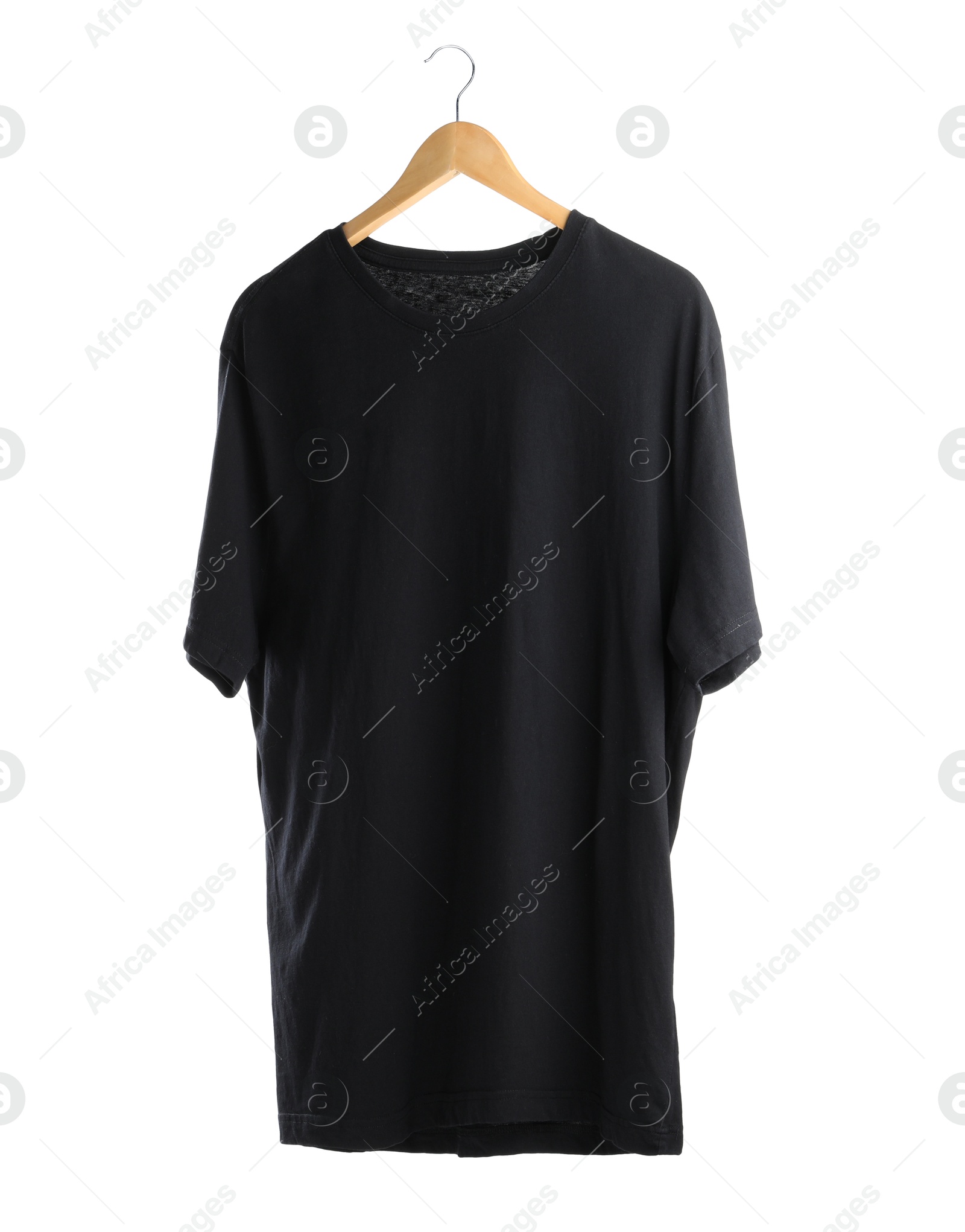 Photo of Black t-shirt isolated on white. Mockup for design