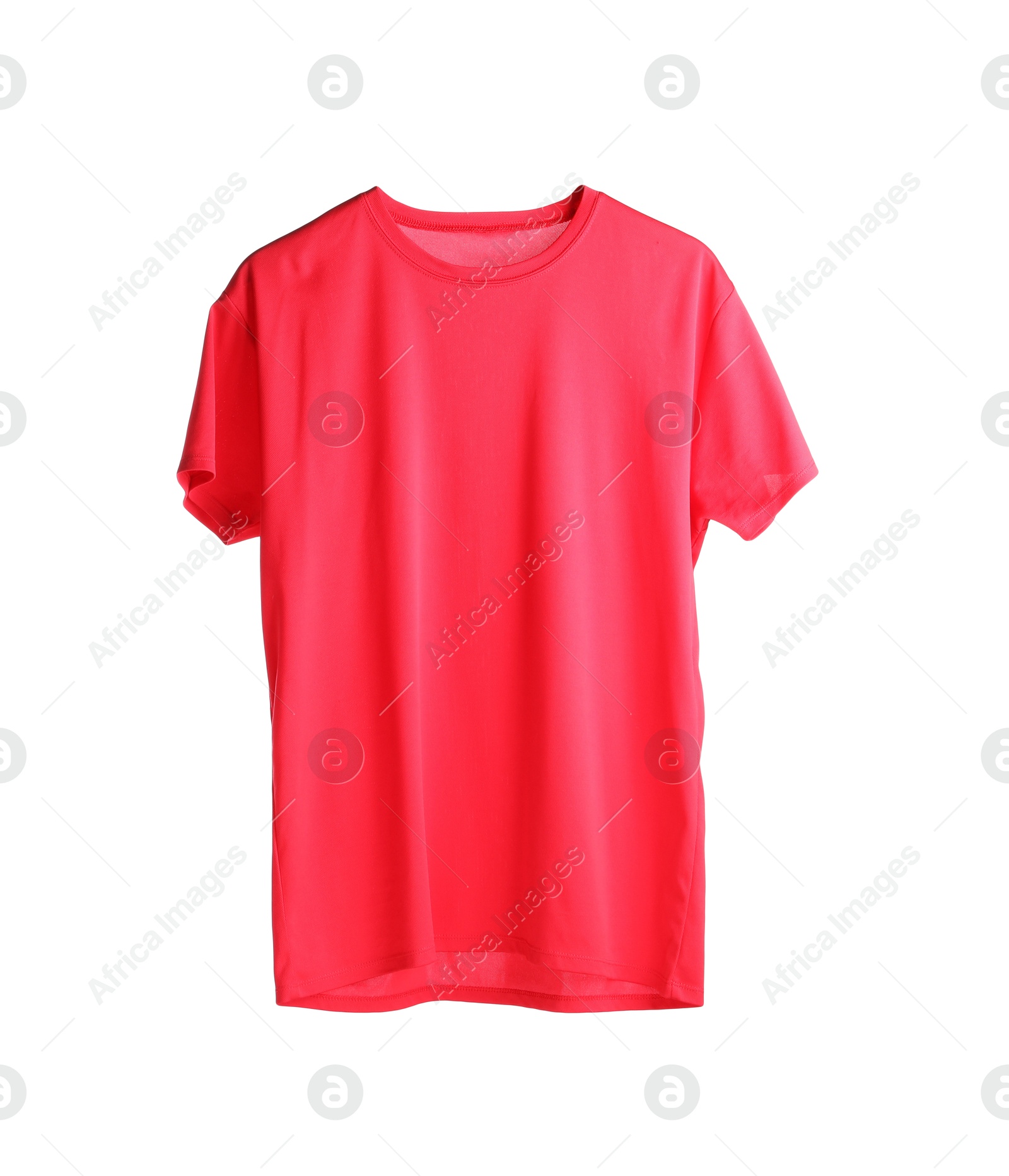 Photo of Red t-shirt isolated on white. Mockup for design