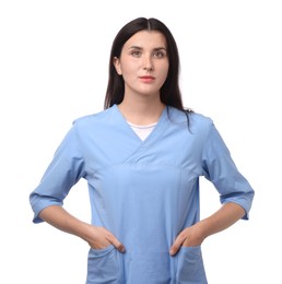 Photo of Portrait of nurse in uniform on white background