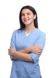 Photo of Portrait of nurse in uniform on white background