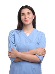 Photo of Portrait of nurse in uniform on white background