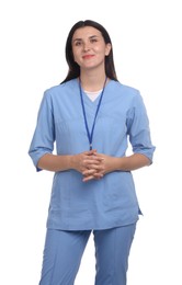 Photo of Portrait of nurse in uniform on white background