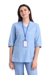 Photo of Portrait of nurse in uniform on white background
