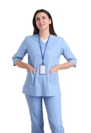 Photo of Portrait of nurse in uniform on white background