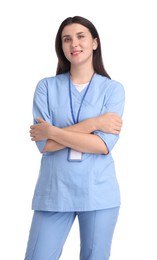 Photo of Portrait of nurse in uniform on white background