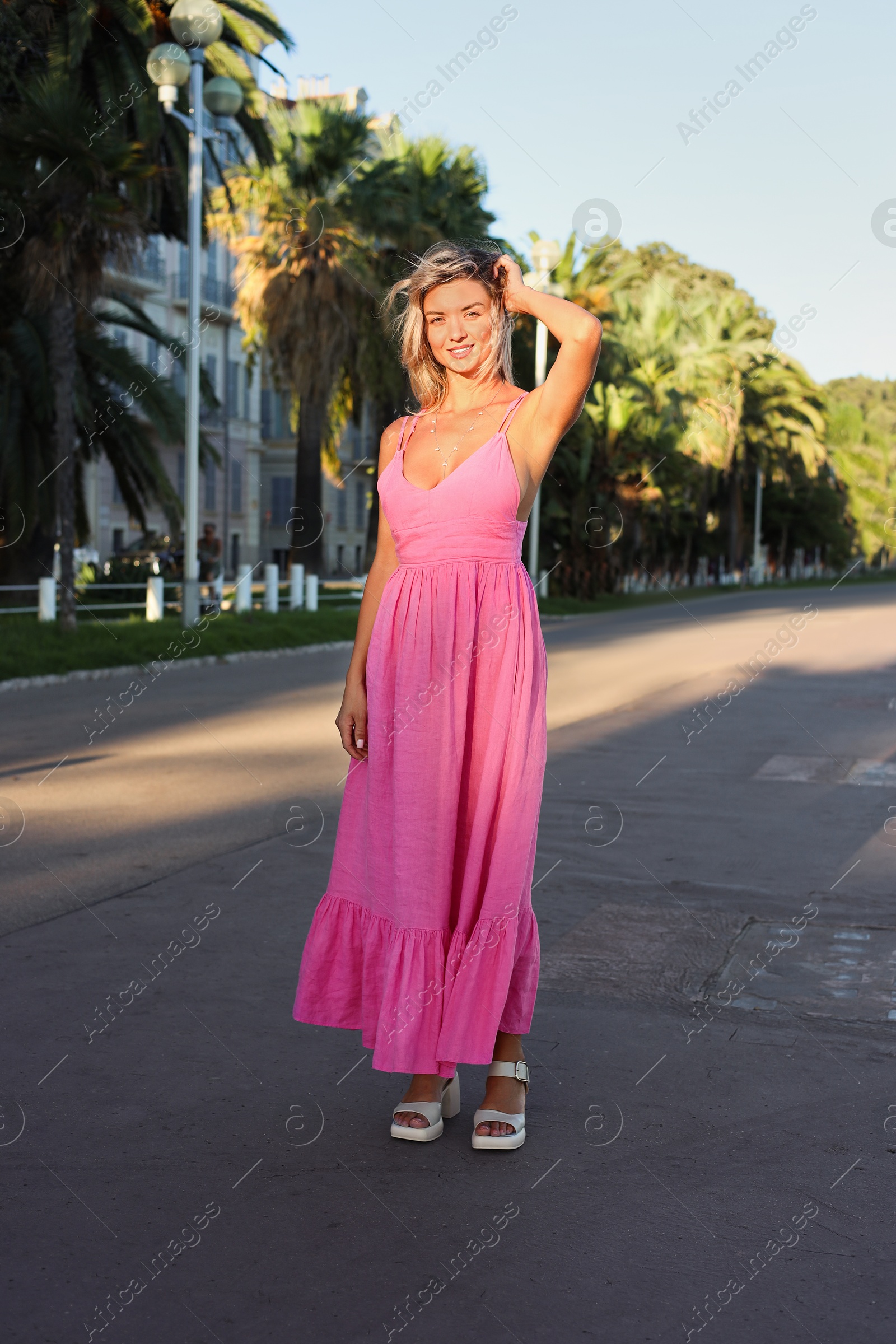 Photo of Portrait of beautiful woman on city street