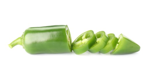 Photo of Sliced green jalapeno pepper isolated on white