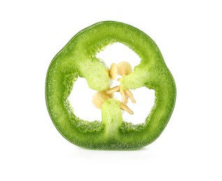 Photo of Slice of green jalapeno pepper isolated on white
