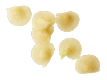 Photo of Many jalapeno pepper seeds isolated on white