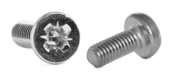 Image of Metal machine screw bolts isolated on white
