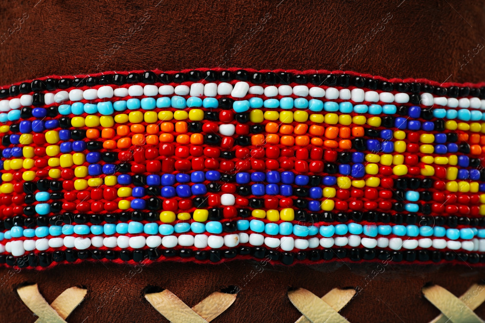 Photo of Traditional warbonnet (Native American chief headdress) as background, closeup