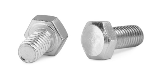 Image of Two metal hex bolts isolated on white