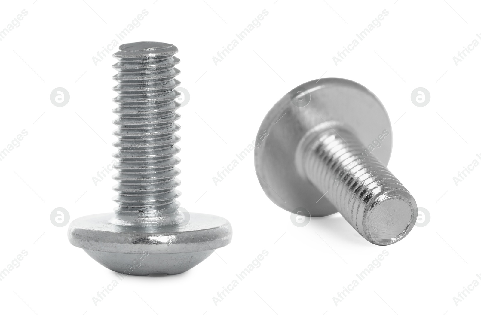 Image of Two metal carriage bolts isolated on white