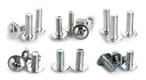 Image of Different metal bolts isolated on white, set