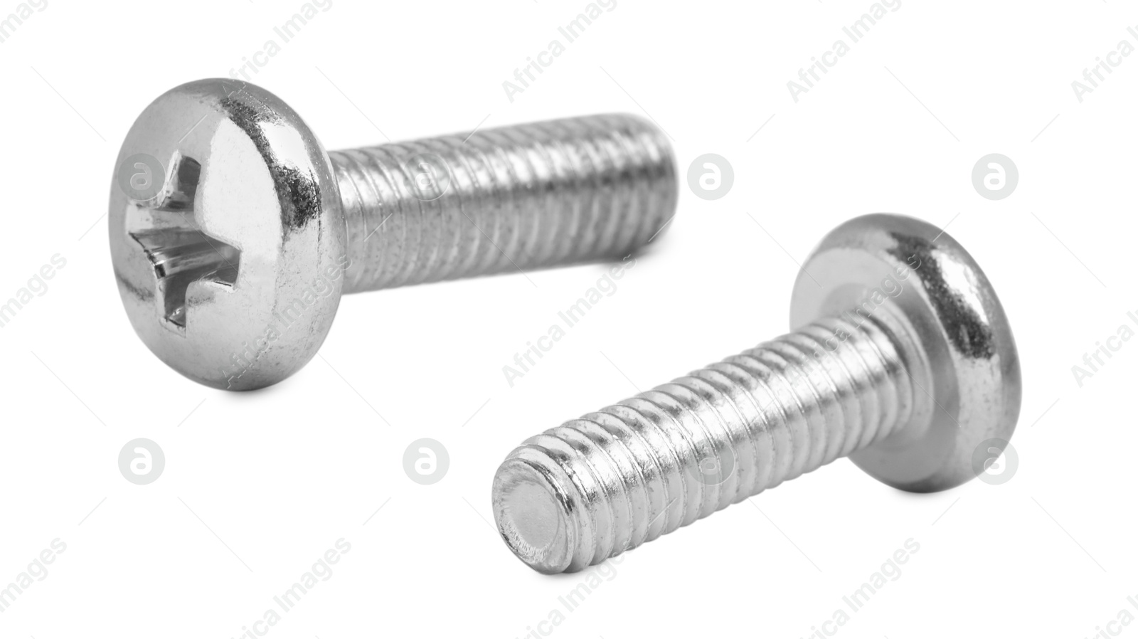 Image of Two metal machine bolts isolated on white