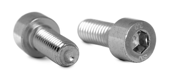 Image of Two metal socket bolts isolated on white