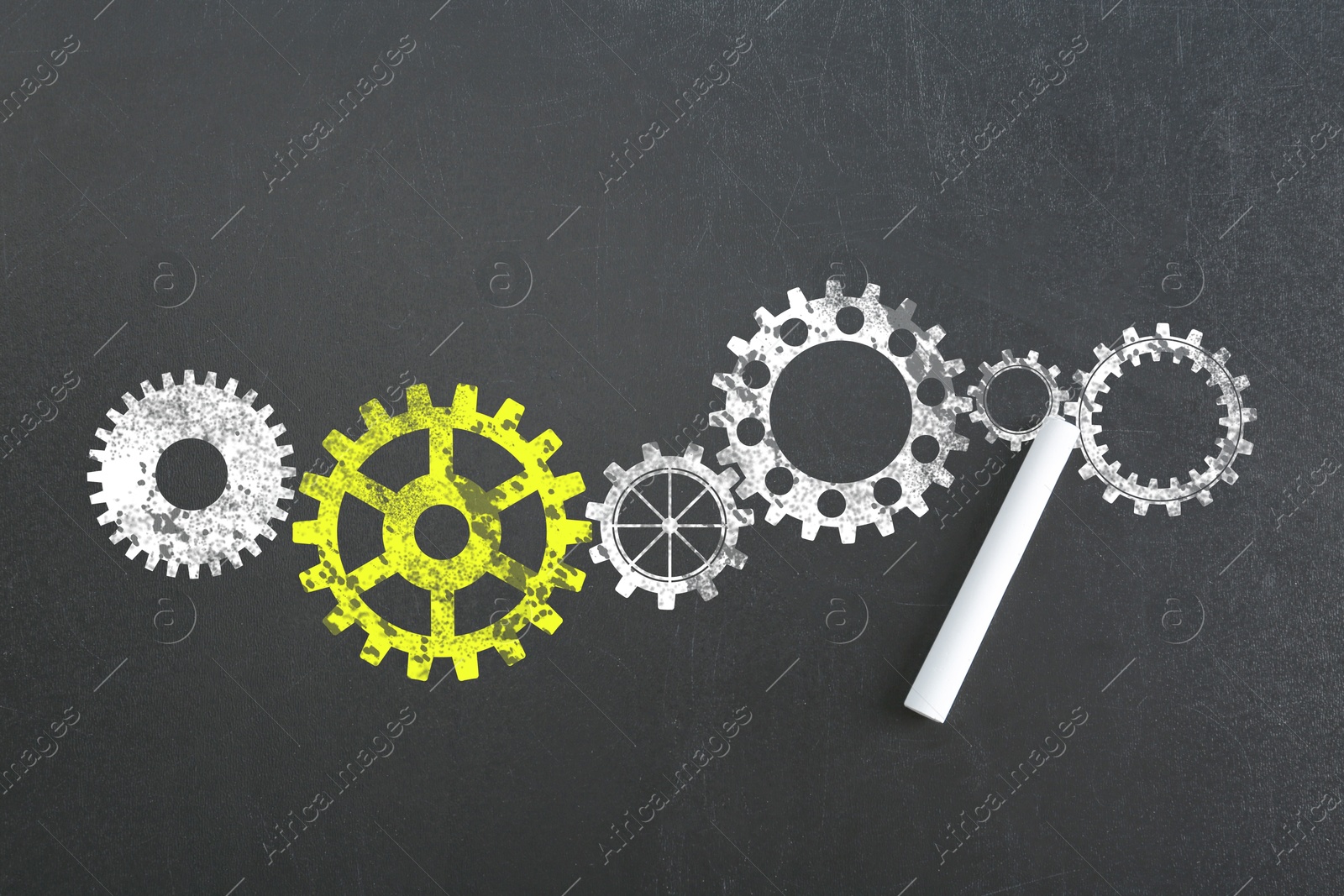 Many cogwheels drawn on black chalkboard, top view. Gear mechanism Image of Many cogwheels drawn on black chalkboard, top view. Gear mechanism