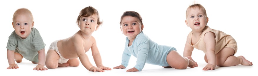 Image of Adorable babies on white background. Cute children