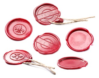 Image of Red wax seals isolated on white, set