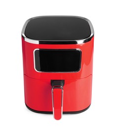 Image of Red air fryer isolated on white. Modern kitchen appliance