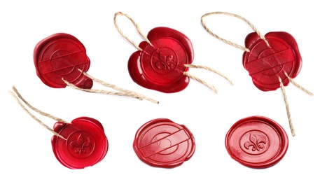 Image of Red wax seals isolated on white, set