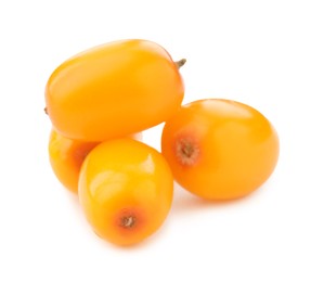 Photo of Fresh sea buckthorn berries isolated on white