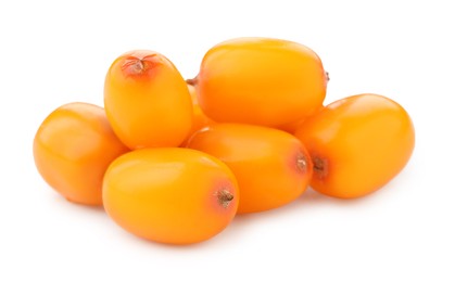 Photo of Fresh sea buckthorn berries isolated on white