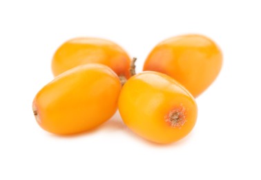Photo of Fresh sea buckthorn berries isolated on white