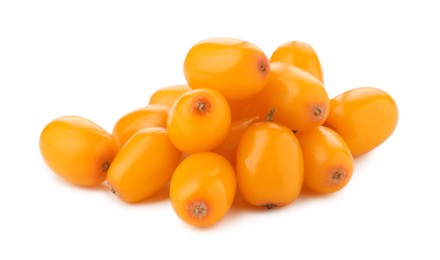 Photo of Fresh sea buckthorn berries isolated on white