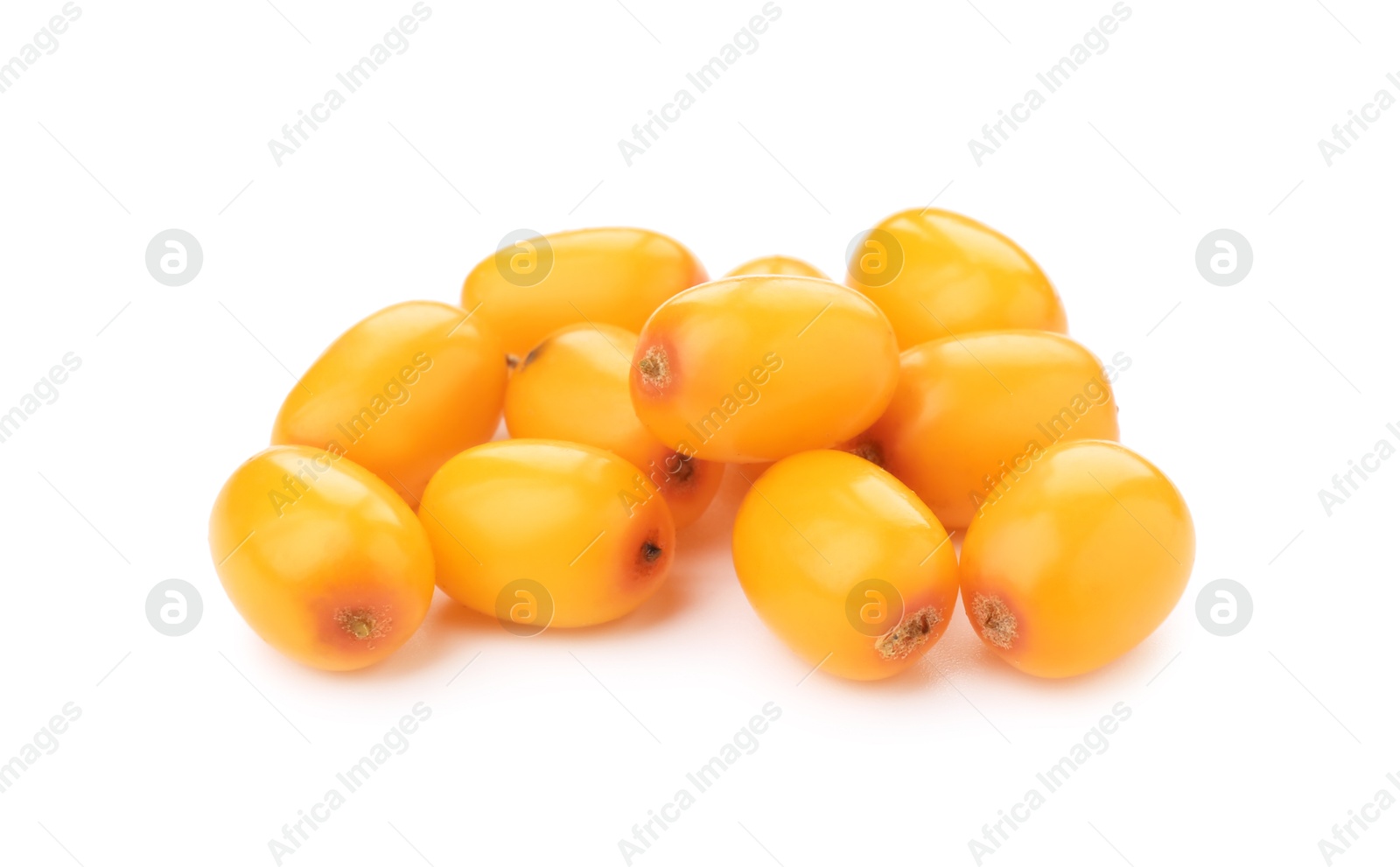 Photo of Fresh ripe sea buckthorn berries isolated on white
