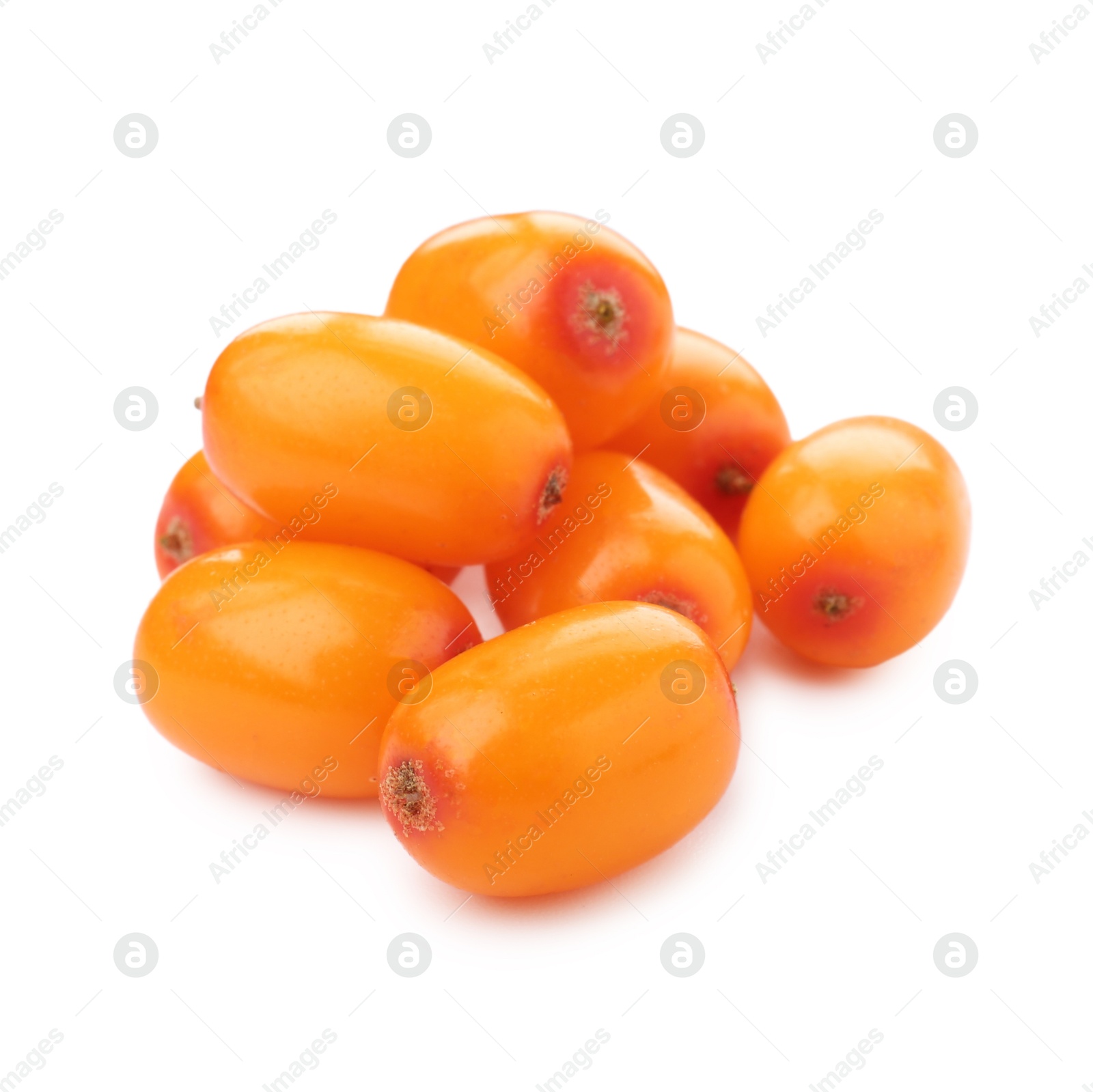 Photo of Fresh ripe sea buckthorn berries isolated on white