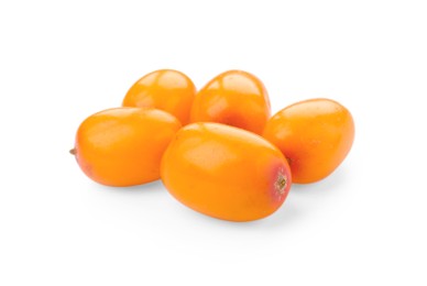 Photo of Fresh ripe sea buckthorn berries isolated on white