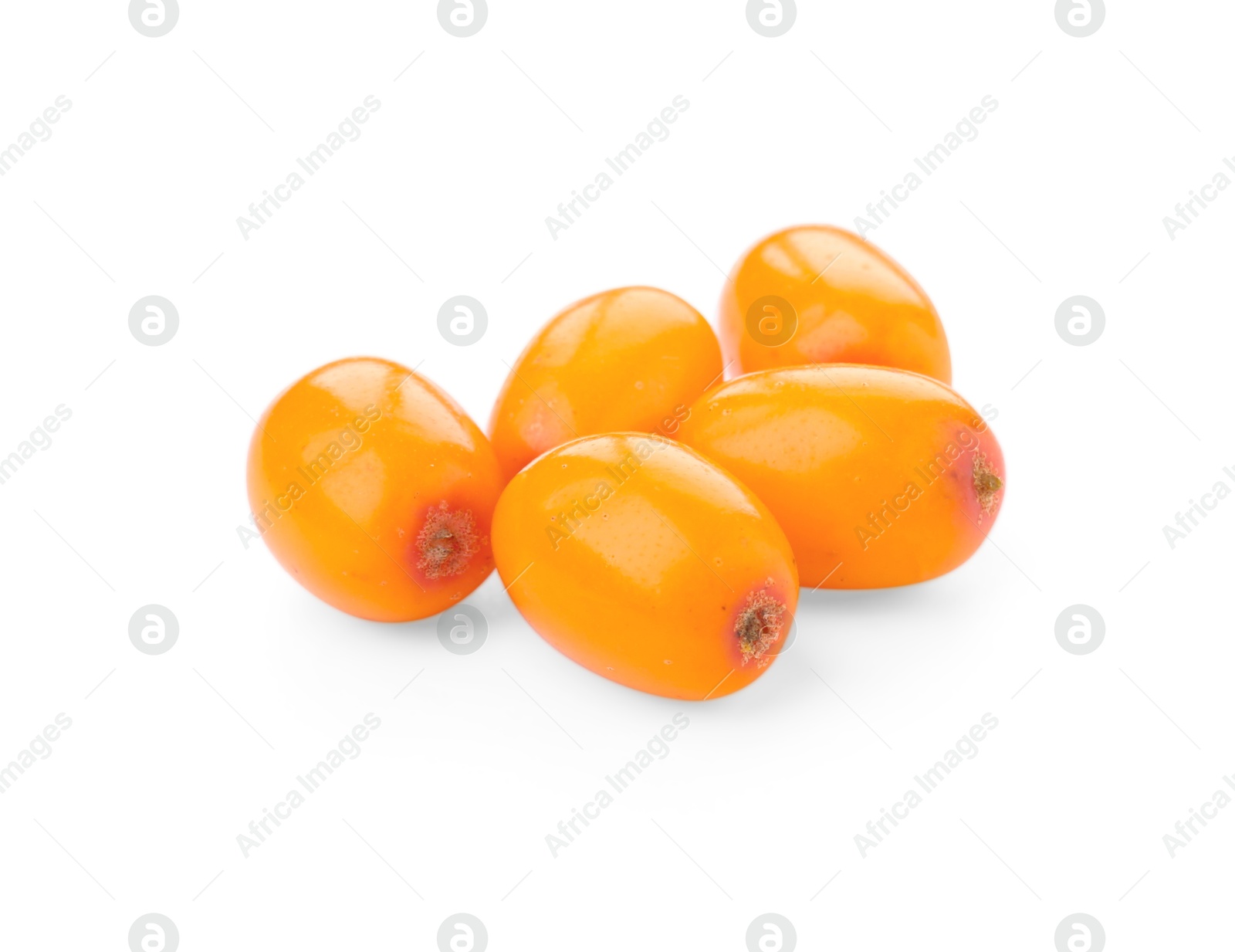 Photo of Fresh ripe sea buckthorn berries isolated on white