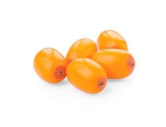 Photo of Fresh ripe sea buckthorn berries isolated on white