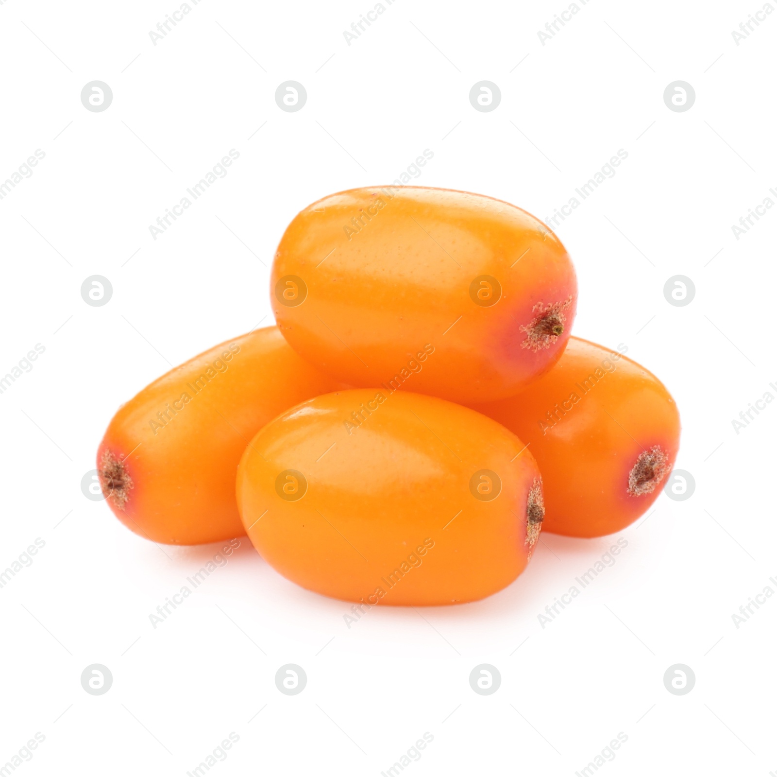 Photo of Fresh ripe sea buckthorn berries isolated on white