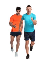 Image of Men in sportswear running on white background