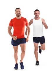 Image of Men in sportswear running on white background