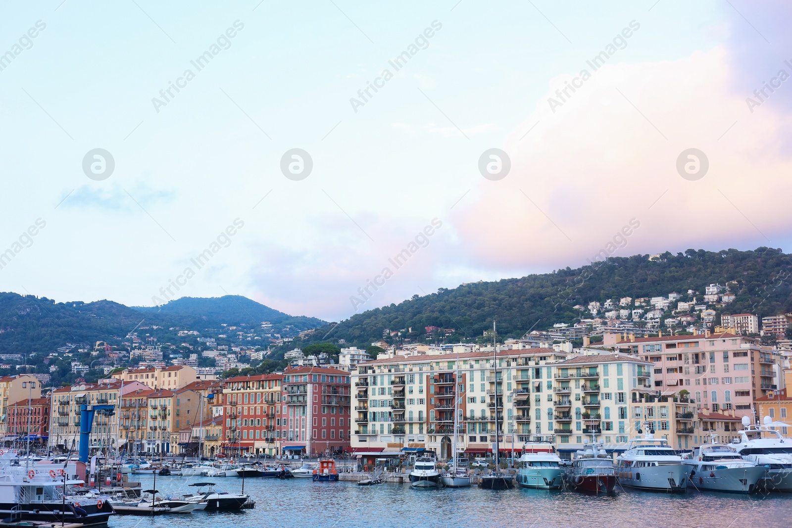 Photo of Beautiful view of city, many boats and sea at summer