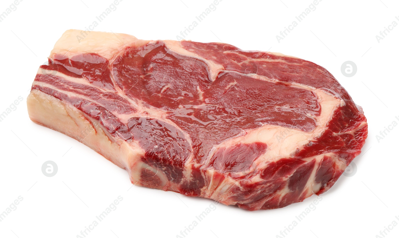 Photo of Piece of raw beef meat isolated on white